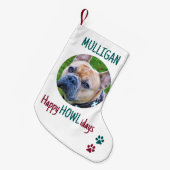 Happy HOWLidays Green Red kerstfoto Foto Kleine Kerstsok (Voorkant (Hangend))