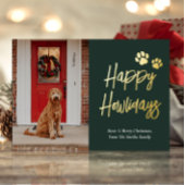 Happy Howlidays Groen Goud Kalligrafie Huisdier Fo Folie Feestdagenkaart