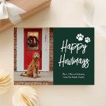 Happy Howlidays Groene Kalligrafie Huisdier Foto Feestdagenkaart<br><div class="desc">Happy Howlidays Groen Goud Kalligrafie Huisdier Foto Vakantie Kaart. Stuur aanpasbare en gepersonaliseerde vakantiegroeten naar vrienden,  collega's en familie in eenvoudige,  chique,  elegante en moderne fotodesign feestelijke,  natuurlijke minimalistische stijlkaarten! Onder de kalligrafie staat uw aangepaste groetboodschap in moderne typografie.</div>