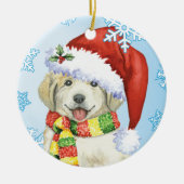 Happy Howlidays Grote Pyreneeën Keramisch Ornament (Voorkant)
