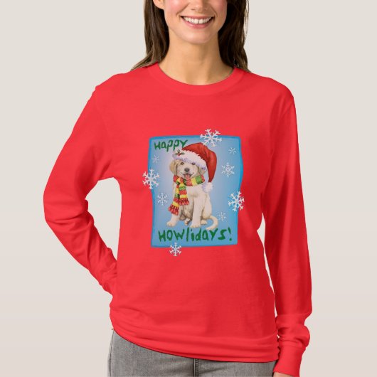 Happy Howlidays Grote Pyreneeën T-shirt (Voorkant)