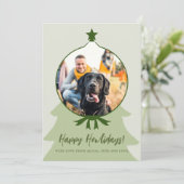 Happy Howlidays hond foto groen Kerstmis Feestdagenkaart (Staand voorkant)