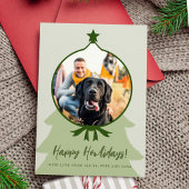 Happy Howlidays hond foto groen Kerstmis Feestdagenkaart