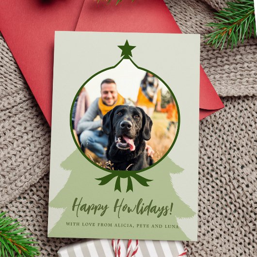 Happy Howlidays hond foto groen Kerstmis Feestdagenkaart
