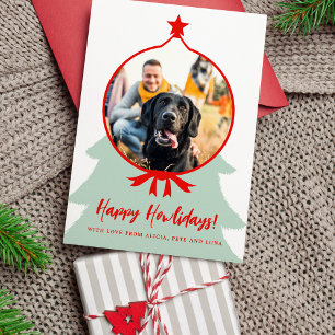 Happy Howlidays hond foto rood Kerstmis Feestdagenkaart