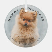 Happy Howlidays Hond Kerstmis Moderne Overlay Foto Glas Ornament (Voorkant)