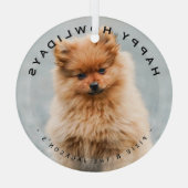 Happy Howlidays Hond Kerstmis Moderne Overlay Foto Glas Ornament (Achterkant)