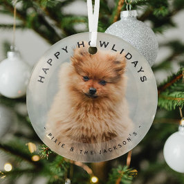 Happy Howlidays Hond Kerstmis Moderne Overlay Foto Glas Ornament