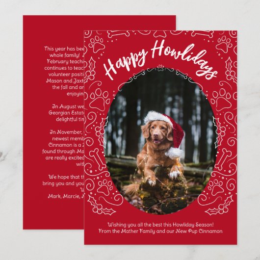Happy Howlidays Hond Pet Kerstkaart Kaart (Voorkant / Achterkant)