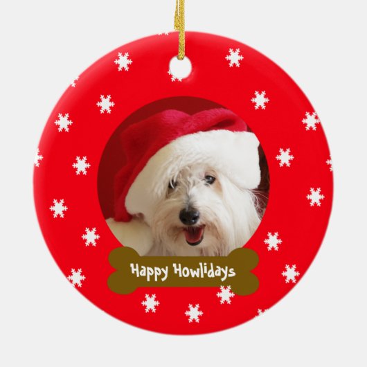 Happy Howlidays Hond Sneeuwvlok Kerstmis Ornament (Achterkant)