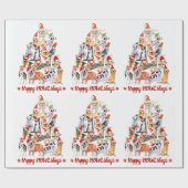 Happy HOWLidays Hondenliefhebber kerstbomen Honden Cadeaupapier (Vlak)