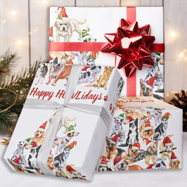 Happy HOWLidays Hondenliefhebber kerstbomen Honden Cadeaupapier