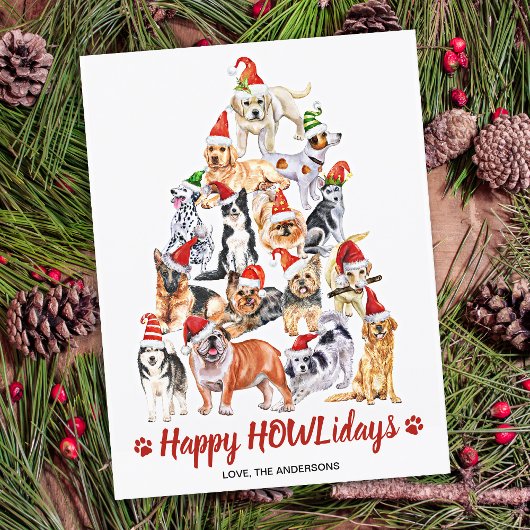 Happy HOWLidays Hondenliefhebber kerstbomen Honden Feestdagenkaart