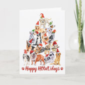 Happy HOWLidays Hondenliefhebber kerstbomen Honden Kaart (Voorkant)