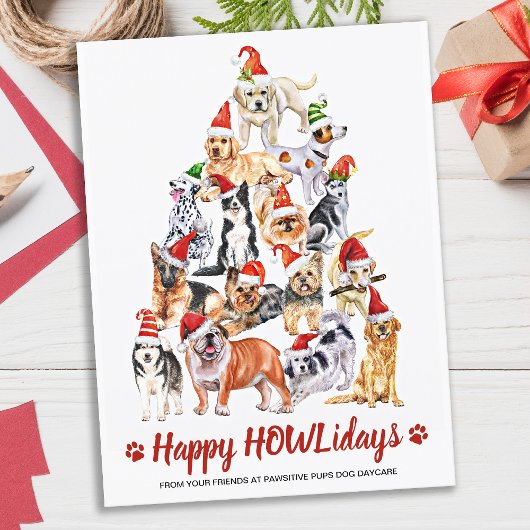 Happy HOWLidays Hondenliefhebber kerstboomwerkinge Feestdagenkaart