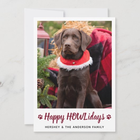 Happy HOWLidays Hondenliefhebber Pet met Kerstmis Feestdagenkaart (Voorkant)