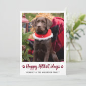 Happy HOWLidays Hondenliefhebber Pet met Kerstmis Feestdagenkaart (Staand voorkant)