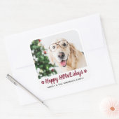 Happy HOWLidays Hondenliefhebber Pet met Kerstmis Vierkante Sticker (Envelop)