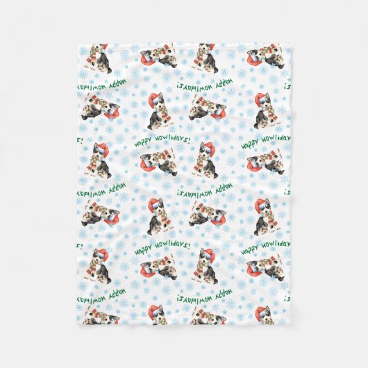 Happy Howlidays Husky Fleece Deken (Voorkant)