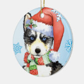 Happy Howlidays Husky Keramisch Ornament (Links)