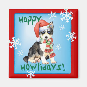Happy Howlidays Husky Magneet