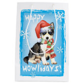 Happy Howlidays Husky Medium Cadeauzakje (Achterkant)