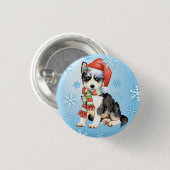 Happy Howlidays Husky Ronde Button 3,2 Cm (Voorkant /achterkant)