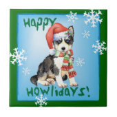 Happy Howlidays Husky Tegeltje (Voorkant)