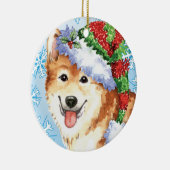 Happy Howlidays IJslandse Sheepdog Keramisch Ornament (Rechts)