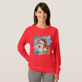 Happy Howlidays IJslandse Sheepdog T-shirt (Voorkant volledig)