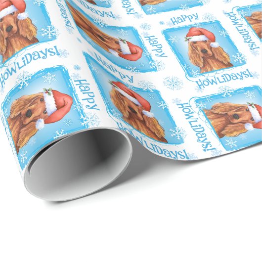 Happy Howlidays Irish Setter Cadeaupapier (Rol Hoek)