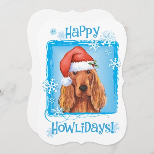Happy Howlidays Irish Setter Feestdagenkaart (Voorkant / Achterkant)