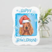 Happy Howlidays Irish Setter Feestdagenkaart (Staand voorkant)
