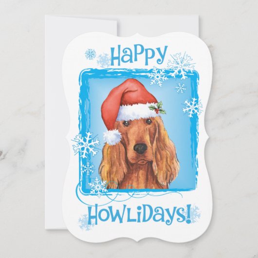 Happy Howlidays Irish Setter Feestdagenkaart (Voorkant)