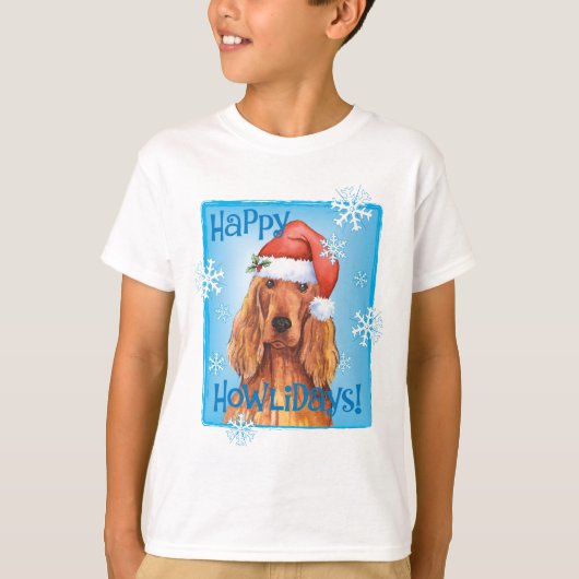 Happy Howlidays Irish Setter T-Shirt (Voorkant)