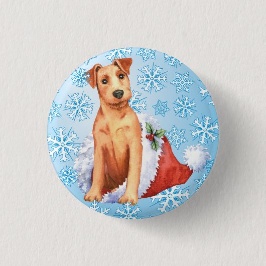 Happy Howlidays Irish Terrier Button (Voorkant)