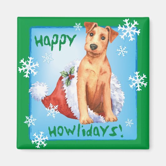 Happy Howlidays Irish Terrier Magnet (Voorkant)