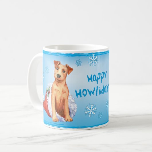 Happy Howlidays Irish Terrier Mok (Voorkant links)