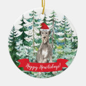 Happy Howlidays Irish Wolf Hound Kerstmenoranje Keramisch Ornament (Voorkant)