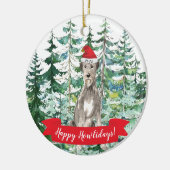 Happy Howlidays Irish Wolf Hound Kerstmenoranje Keramisch Ornament (Links)