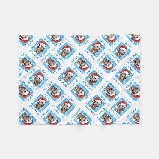 Happy Howlidays Irish Wolfhound Fleece Deken (Voorkant (Horizontaal))