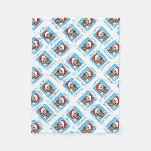 Happy Howlidays Irish Wolfhound Fleece Deken (Voorkant)