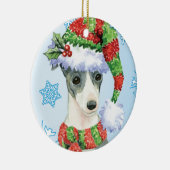 Happy Howlidays Italiaans Greyhound Keramisch Ornament (Rechts)
