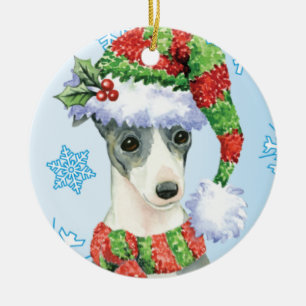 Happy Howlidays Italiaans Greyhound Keramisch Ornament