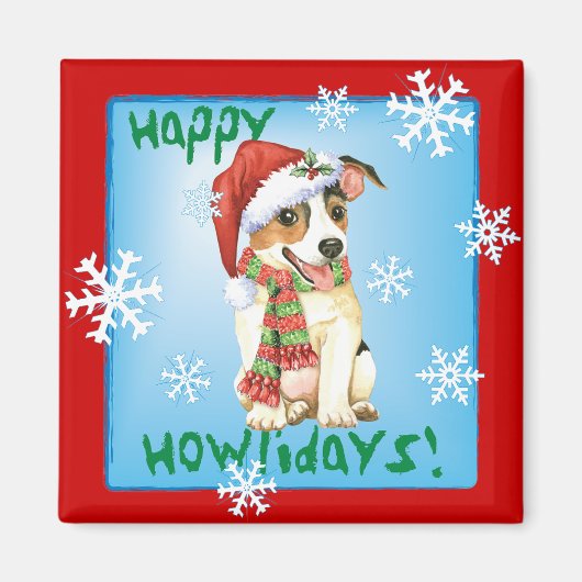 Happy Howlidays Jack Russell Terrier Magnet (Voorkant)