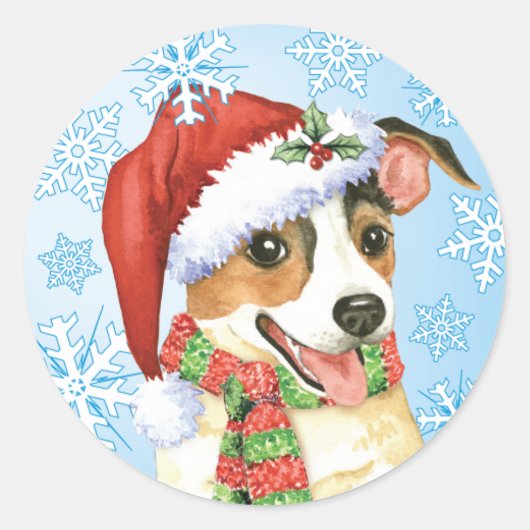Happy Howlidays Jack Russell Terrier Ronde Sticker (Voorkant)