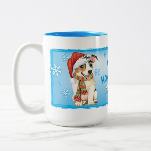 Happy Howlidays Jack Russell Terrier Tweekleurige Koffiemok (Links)