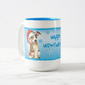 Happy Howlidays Jack Russell Terrier Tweekleurige Koffiemok (Voorkant links)