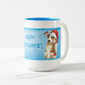Happy Howlidays Jack Russell Terrier Tweekleurige Koffiemok (Voorkant rechts)