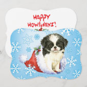 Happy Howlidays Japanse Chin Feestdagenkaart (Voorkant / Achterkant)